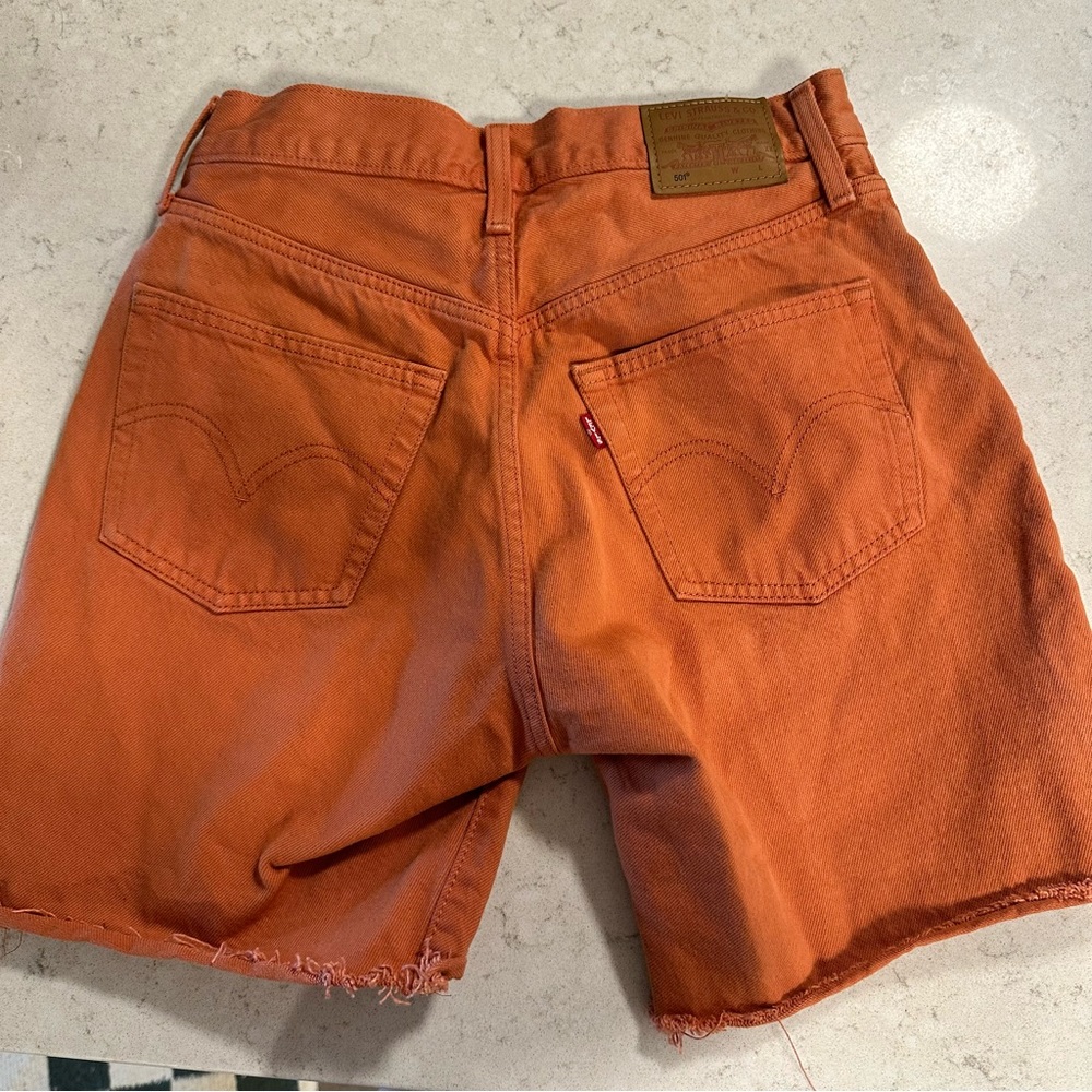 Levi's 501 Orange 90s High Waist Bermuda Shorts